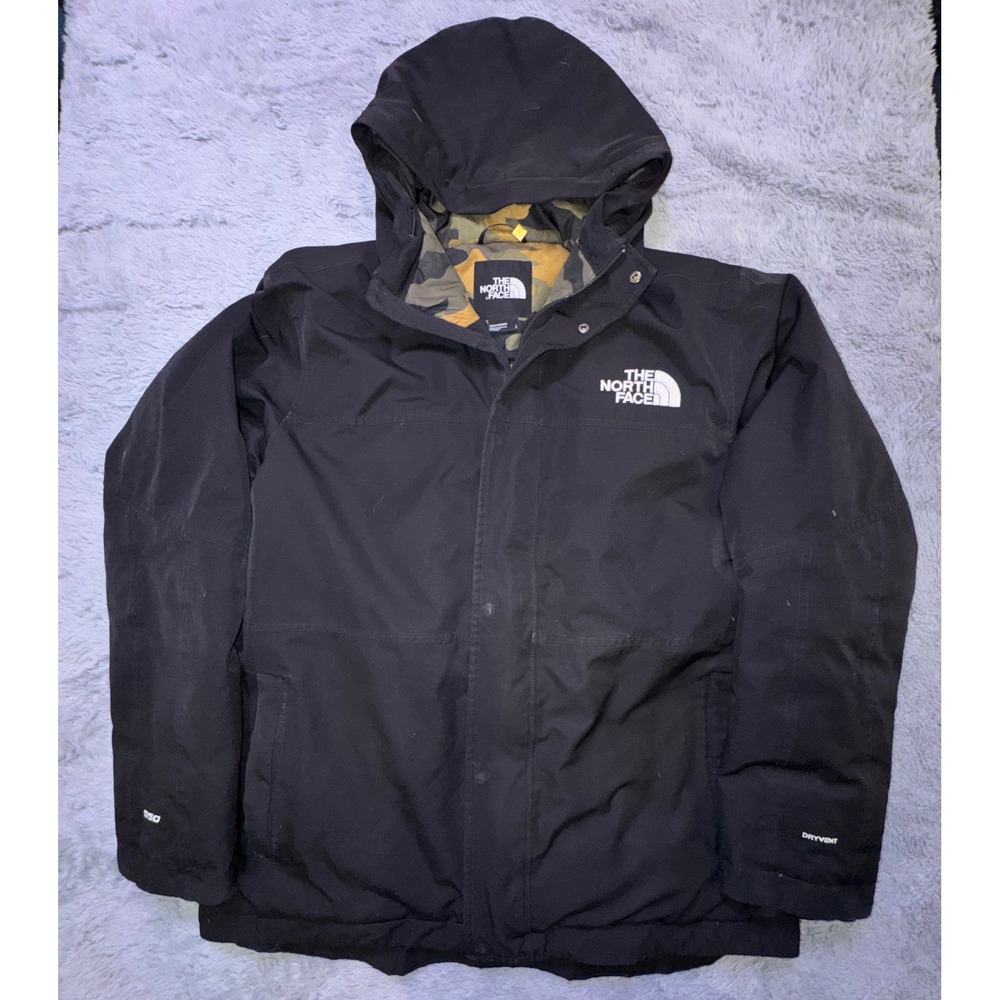 The North Face Men Large Balham 550 Down Warm Insulated Winter Jacket Black Camo - Picture 4 of 16
